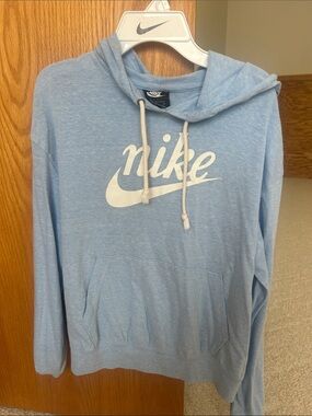 Nike Light Blue Zip-Up Hoodie with White Logo